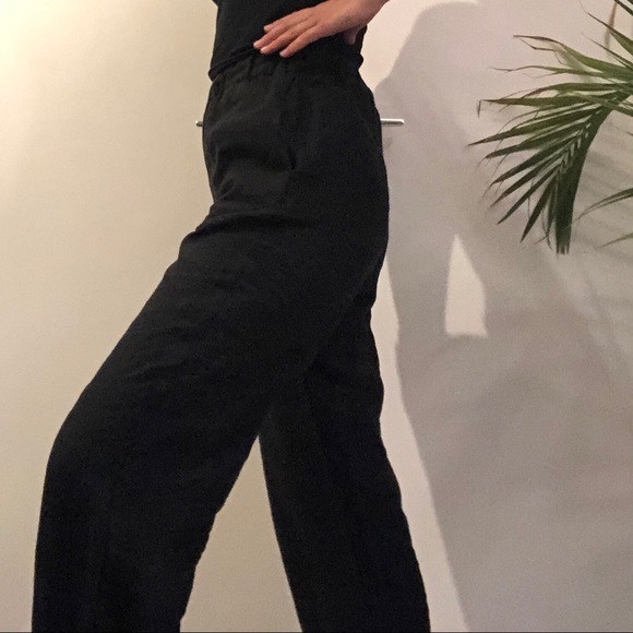 Black linen high-waisted pants - Picture 3 of 5